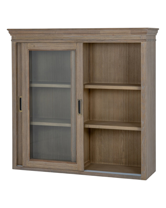 Sliding glass dresser top from Hill Interiors Delphine Collection, showcasing clear glass surface on elegant furniture piece.