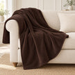 Chocolate Brown Luxury Snuggle Blanket Throw, chocolate brown throw draped over a cream sofa