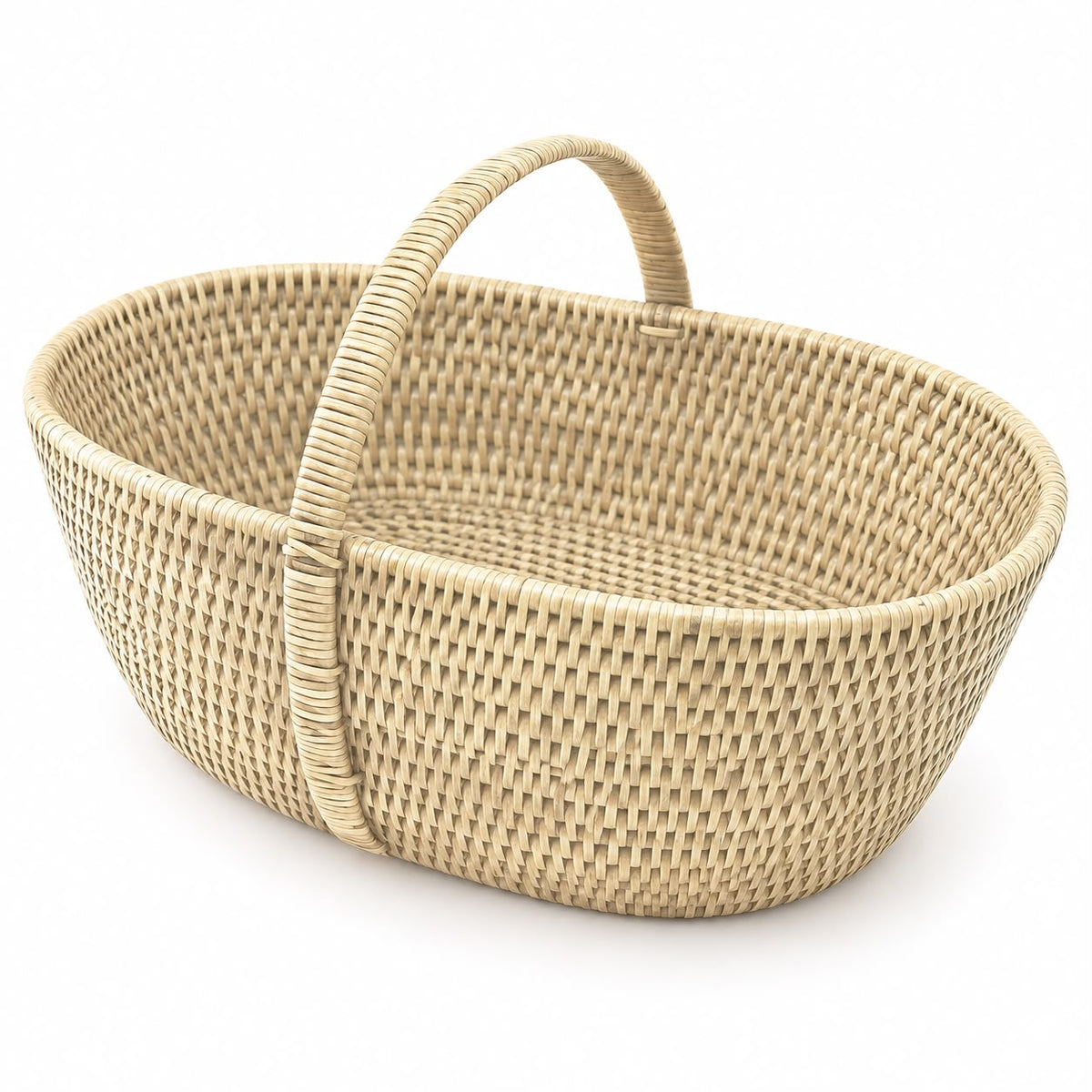 Pagan Wickham rattan handled shopping basket for home decor, featuring woven rattan construction and sturdy handle.