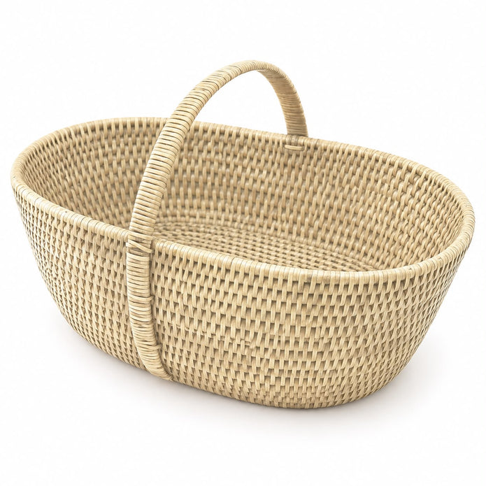 Pagan Wickham rattan handled shopping basket for home decor, featuring woven rattan construction and sturdy handle.