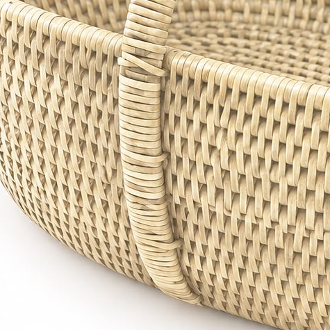 Wickham Rattan Handled Shopping Basket by Pagan, natural woven rattan basket with sturdy handle for home decor use