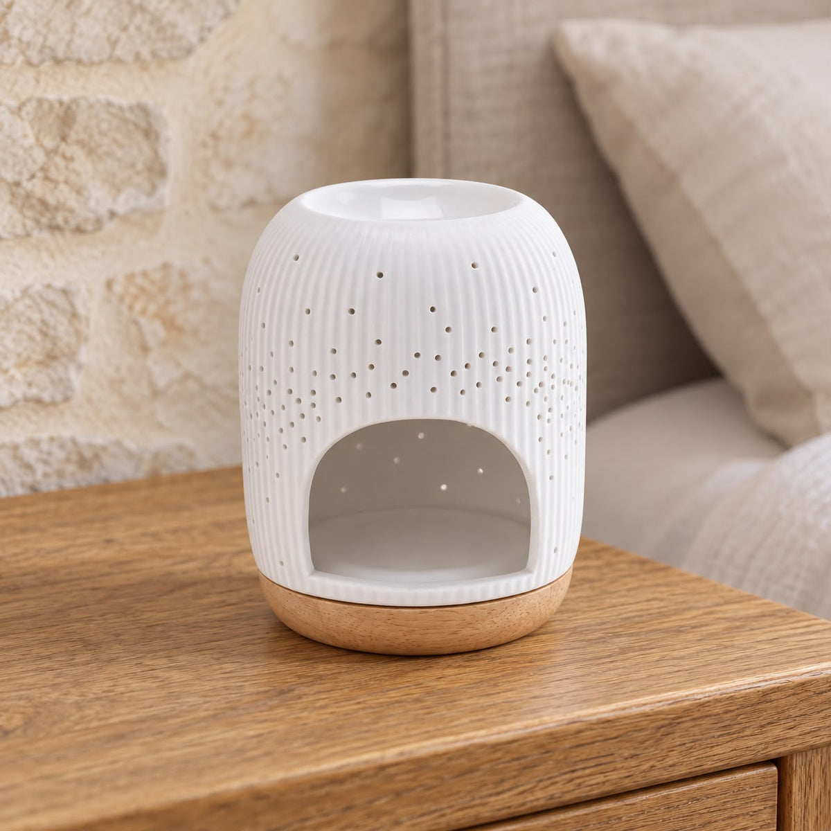 White Ceramic Loire Wax Melt & Oil Burner - Polka Dot — product image 3