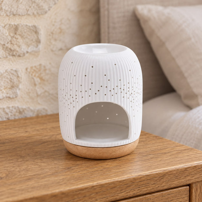 White Ceramic Loire Wax Melt & Oil Burner - Polka Dot — product image 3