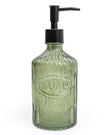 Green Glass Soap Dispenser With Black Pump