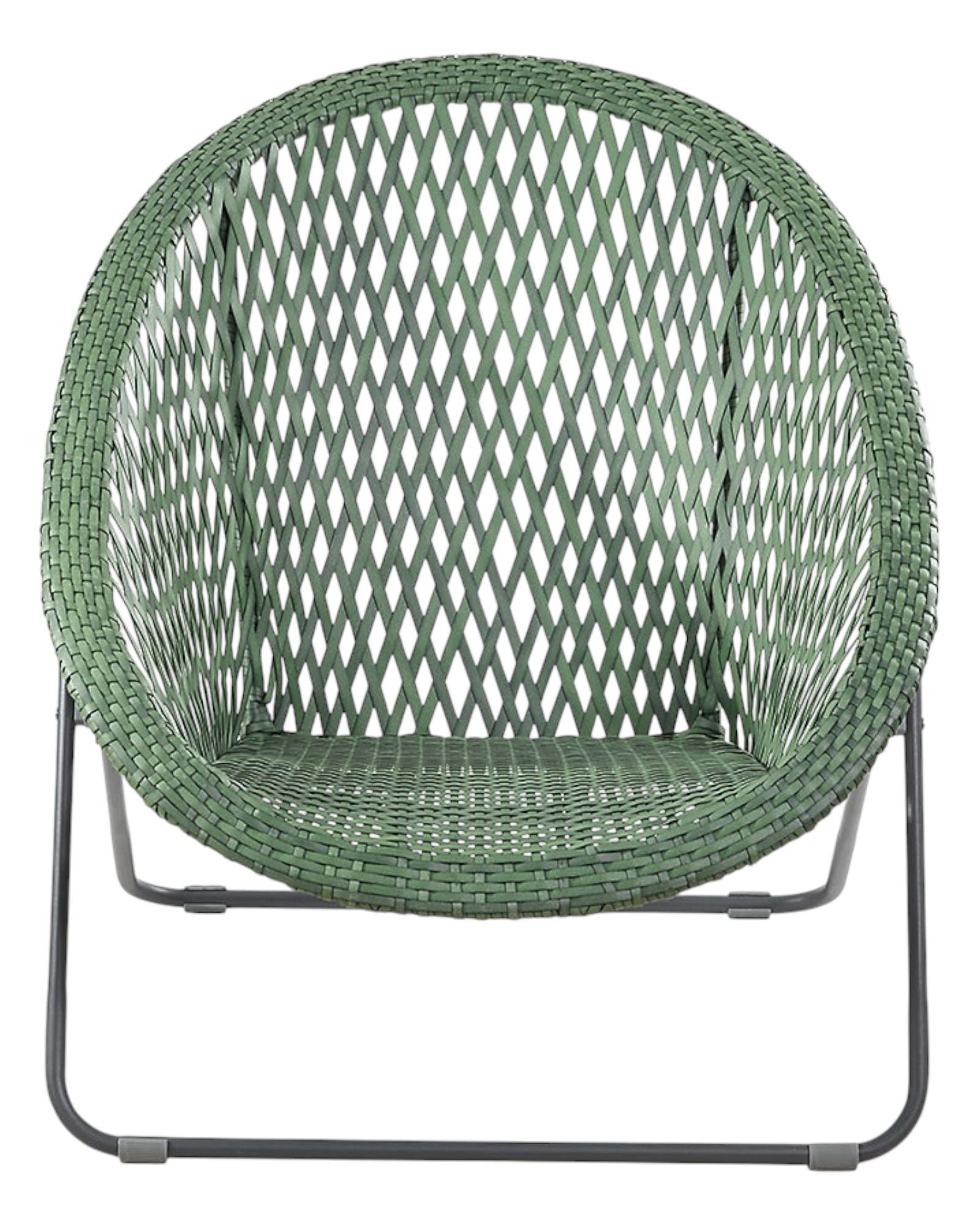 Green rattan garden furniture set with chair and table by Pacific Lifestyle Ltd, ideal for outdoor relaxing and dining.