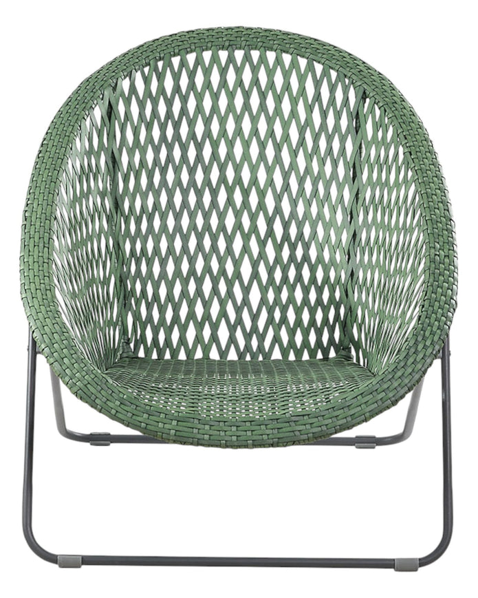 Green rattan garden furniture set with chair and table by Pacific Lifestyle Ltd, ideal for outdoor relaxing and dining.