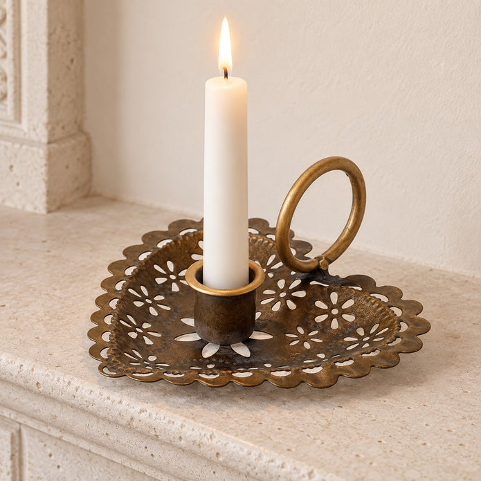 Heart-shaped metal Christmas candle holder by Heaven Sends, featuring intricate design for festive holiday decor.