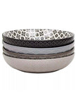 Patterned Nordic Monochrome Pasta Bowls - Set of Four