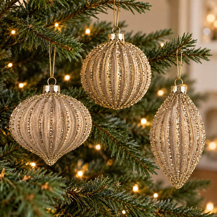 Gold Glass Glitter Bauble