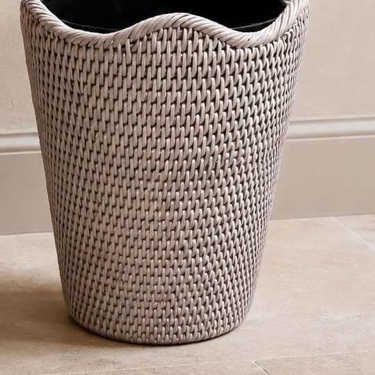Wickham Rattan Round Lined Waste Paper Bin - PRE ORDER MID OCTOBER DELIVERY