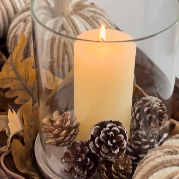 Siena Matt Brown Stone Hurricane Candle Lantern