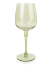 Etched Olive Green Wine Glass