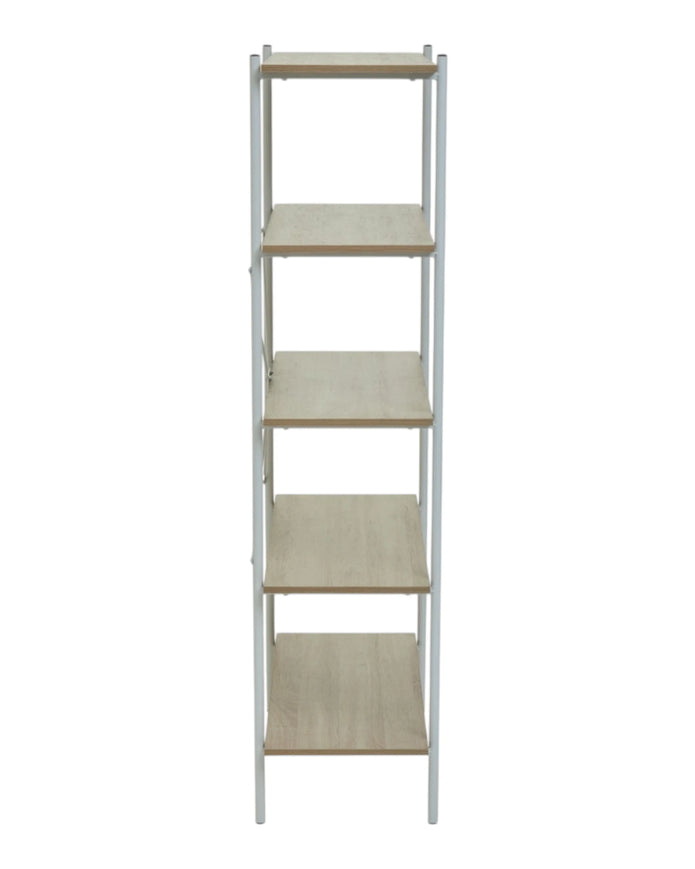 Natural oak five-tier shelving bookcase from Interiors by Premier, showcasing open wooden shelves in a modern furniture design.