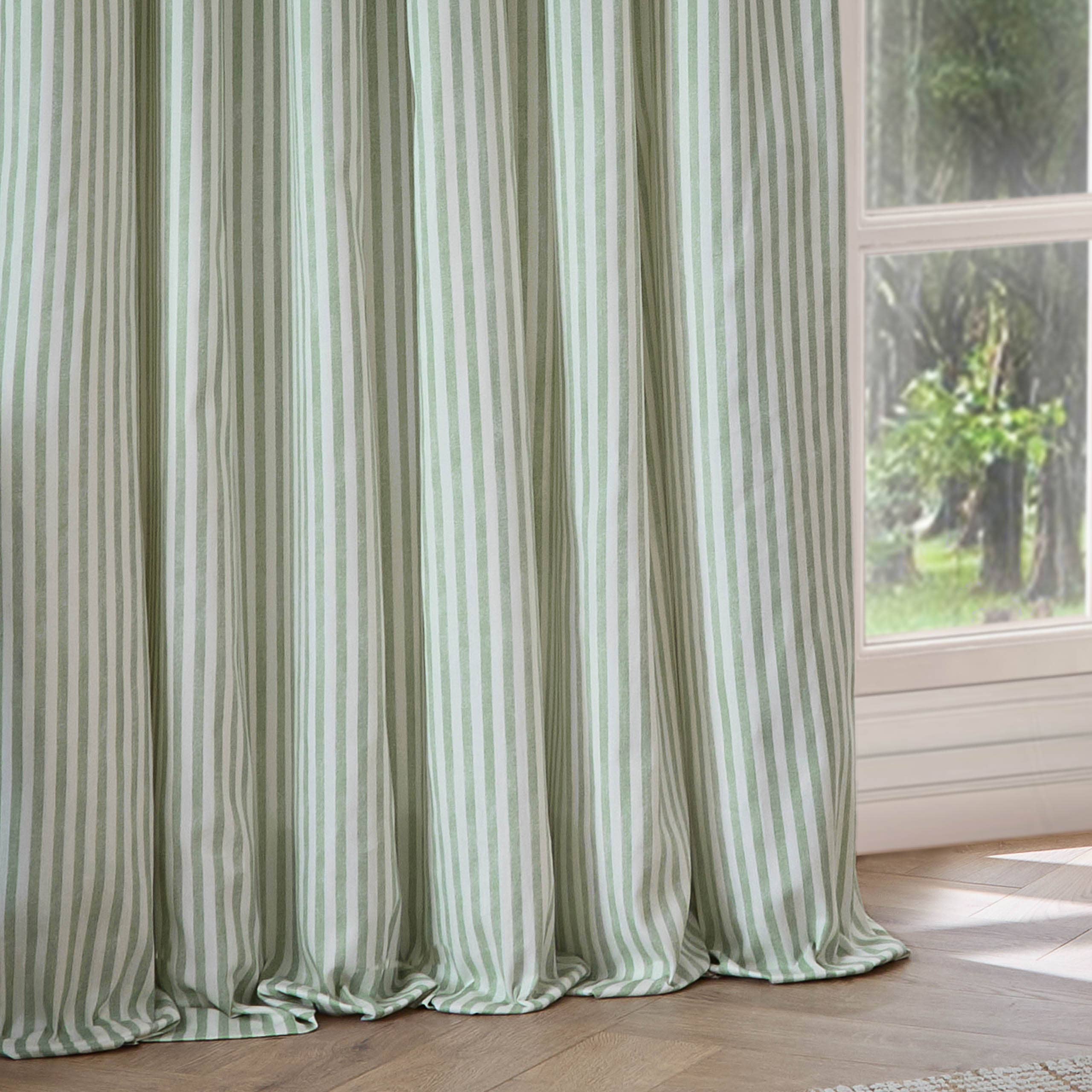 Yard Sage Green Striped Blackout Eyelet Curtains