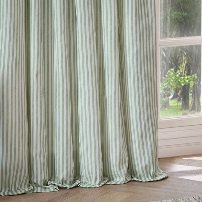 Yard Sage Green Striped Blackout Eyelet Curtains