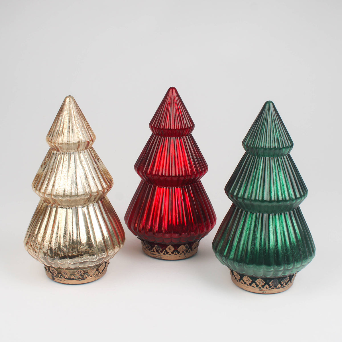 Red large light-up LED glass Christmas tree by Originals International Ltd