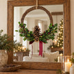 Rattan Pinceone and Berry Wreath with Burgundy Bow