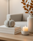 Neutral Fabric Herringbone Pumpkin