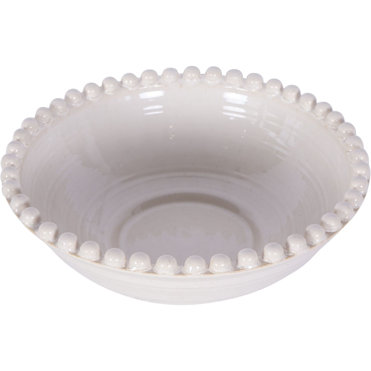 Round Large Matt White Bobble Edged Bowl