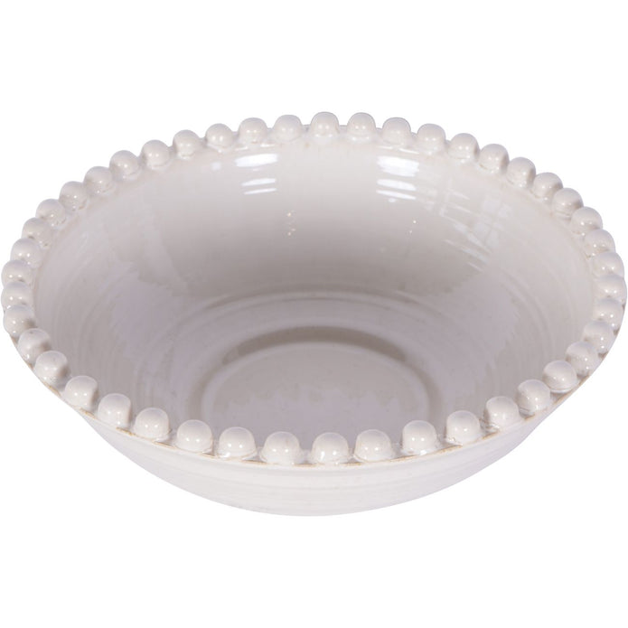 Round Large Matt White Bobble Edged Bowl