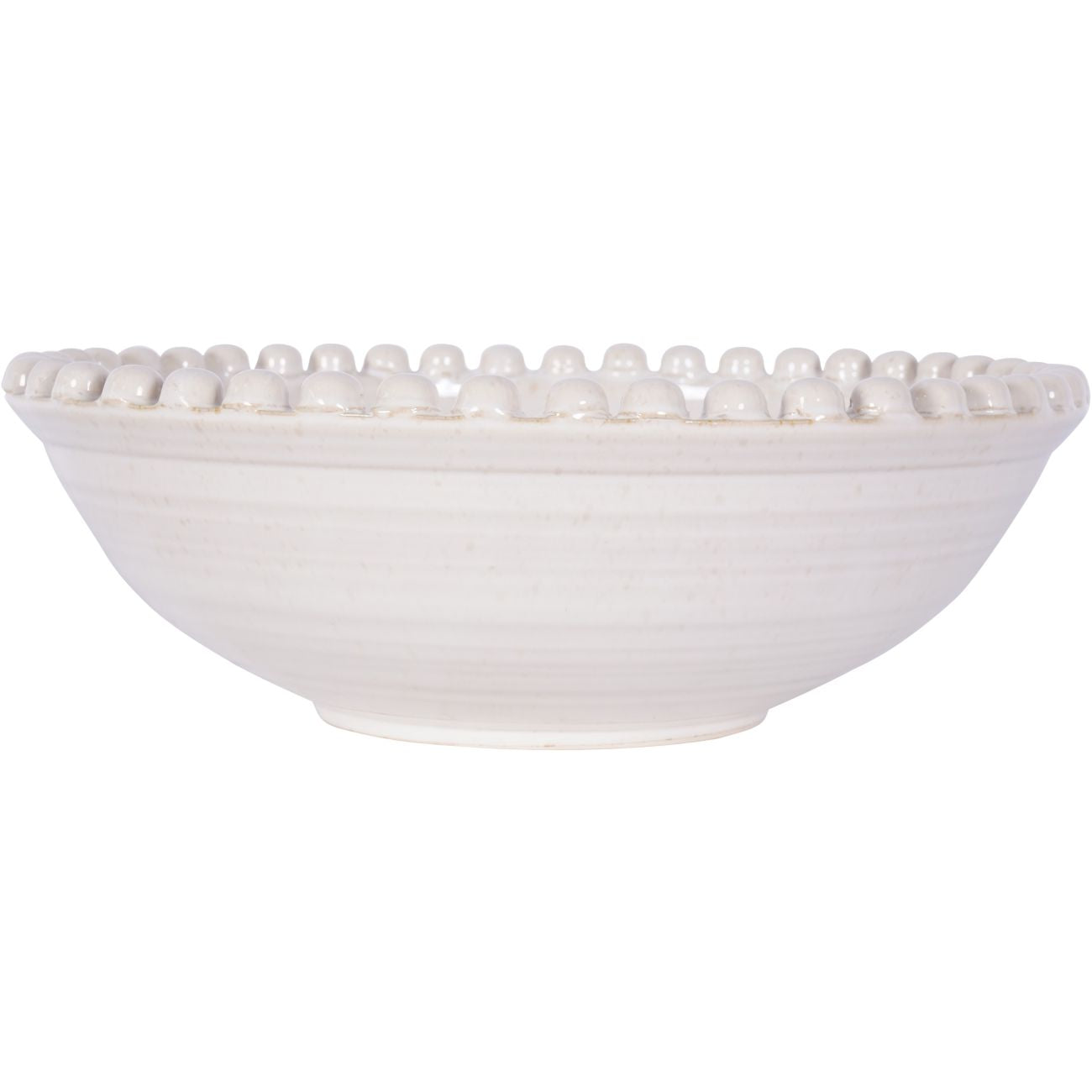 Round Large Matt White Bobble Edged Bowl