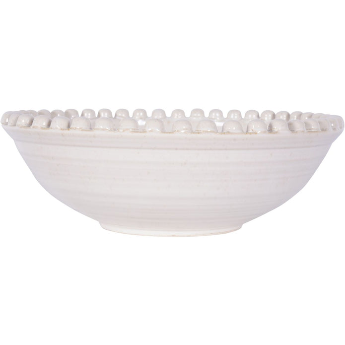 Round Large Matt White Bobble Edged Bowl