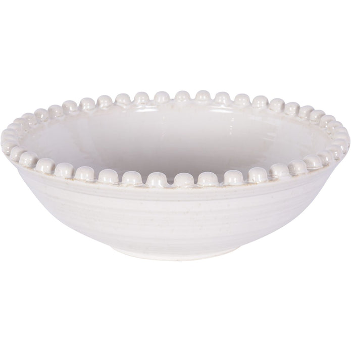 Round Large Matt White Bobble Edged Bowl