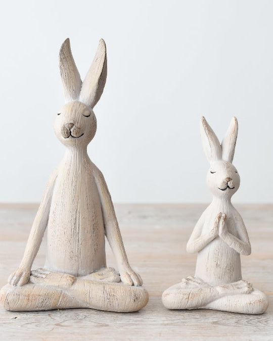 White Ceramic Yoga Rabbit Figurine