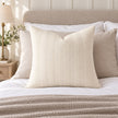 Ivory Cream Textured Stripe Velveteen Cushion Cover