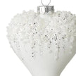 White Bead Top Glass Heart Bauble, close-up of the beaded surface and silver cap