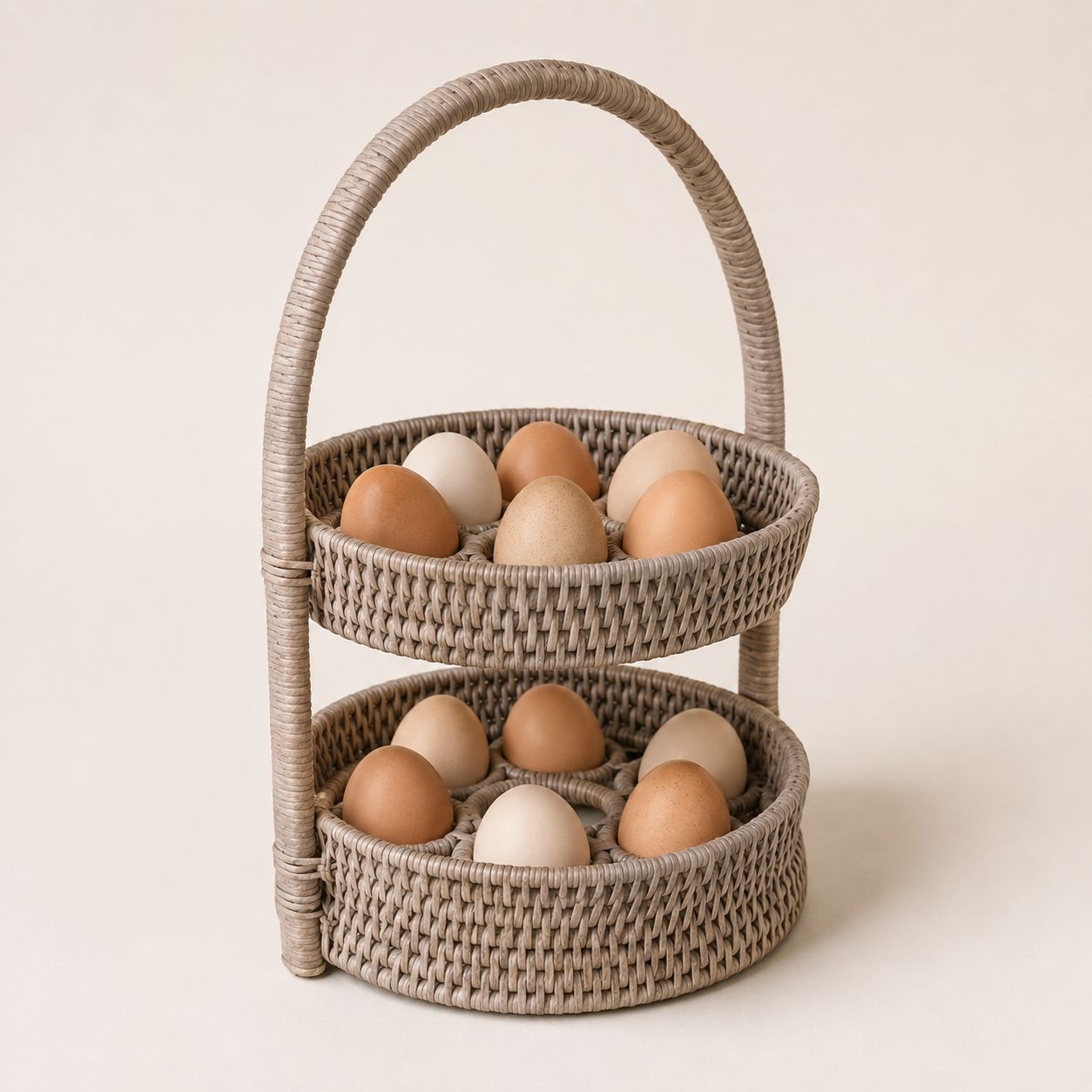 Wickham Rattan Two Tier Egg Basket