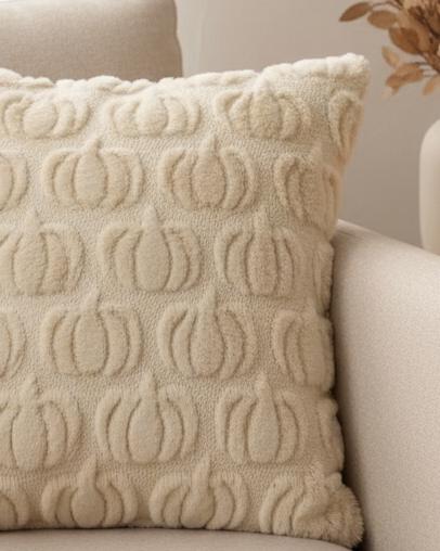 Cream Fluffy Multi Pumpkin Cushion Cover