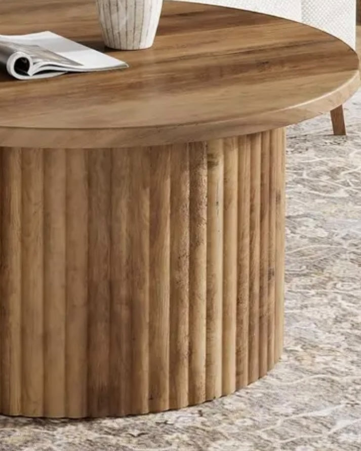 Rustic Natural Round Wood Coffee Table - PRE ORDER UP TO 14 DAYS DELIVERY