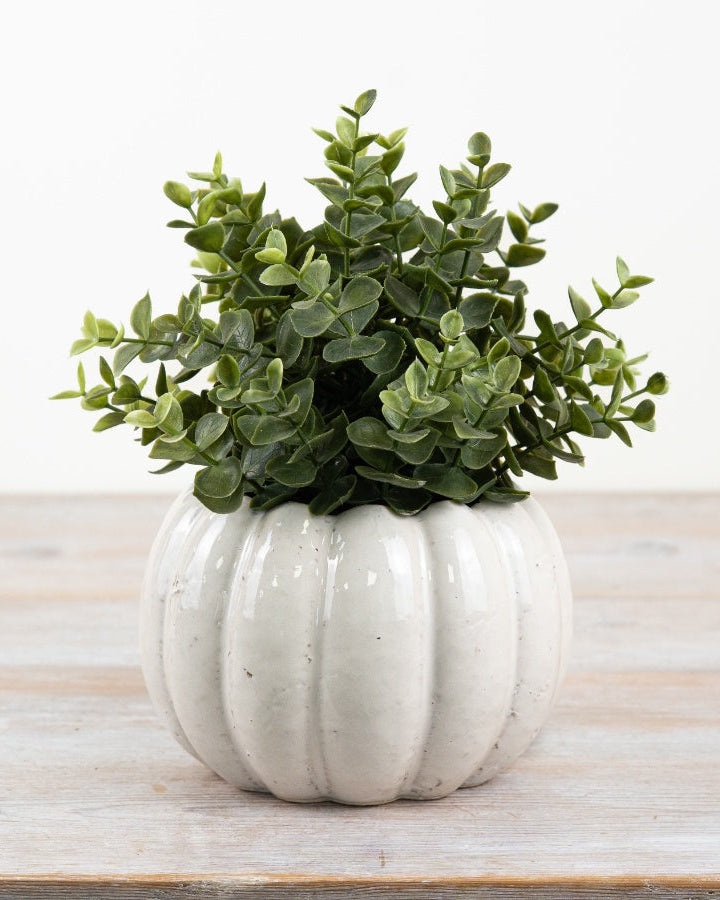 White Ceramic Pumpkin Plant Pot