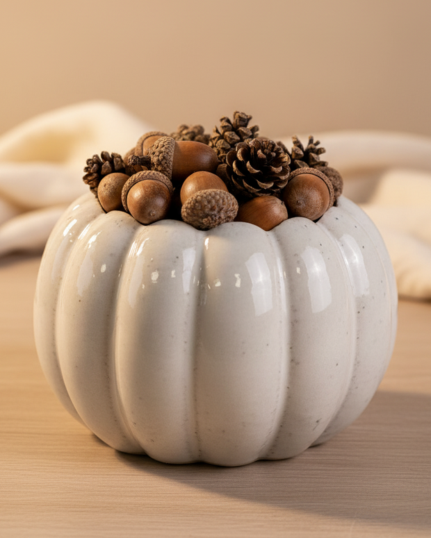 White Ceramic Pumpkin Plant Pot