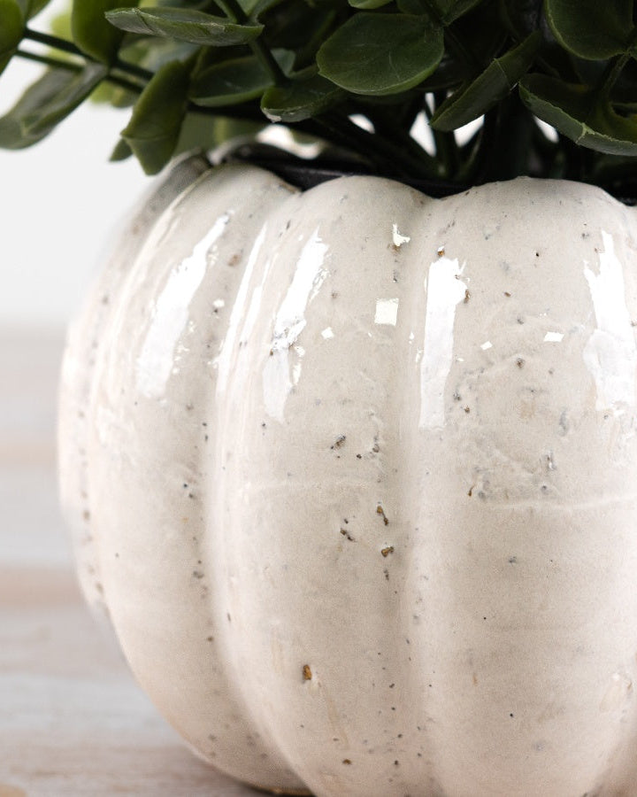 White Ceramic Pumpkin Plant Pot