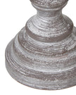 Weathered grey wooden lamp from Hill Interiors, showcasing a rustic lighting fixture with a natural wood finish.