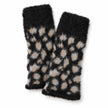 Black Leopard Fluffy Knit Fingerless Gloves