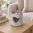 Glazed Ceramic Tealight Holder With Heart Cut Out
