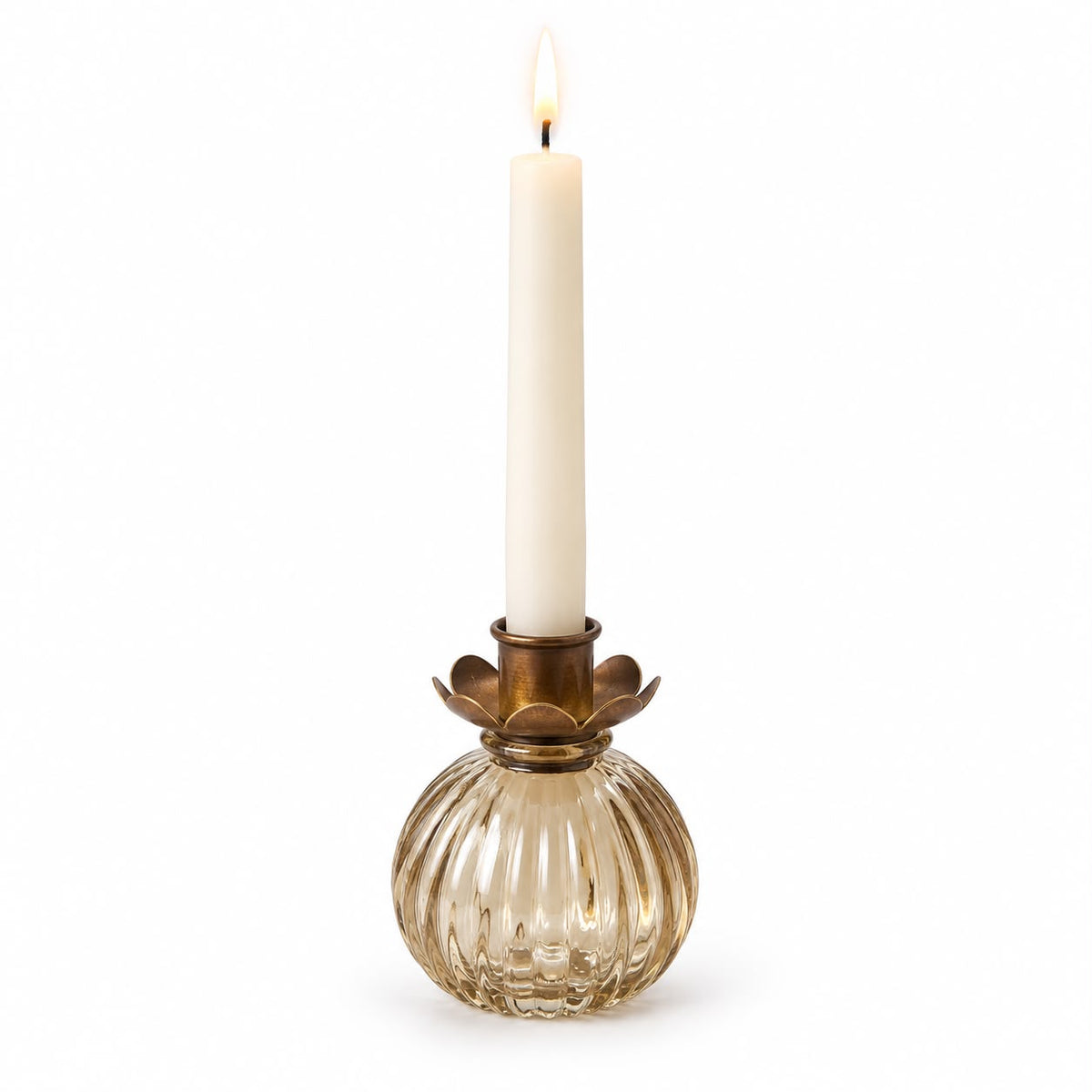 Round Glass Bud Vase - Beige