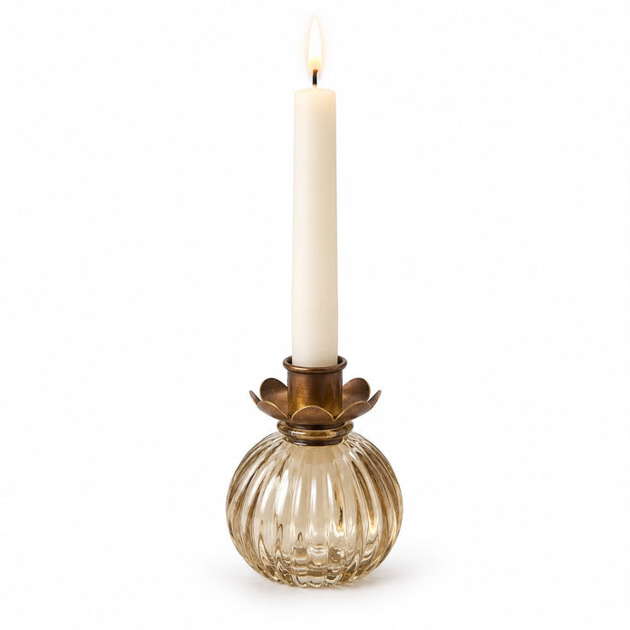 Round Glass Bud Vase - Beige