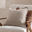 Taupe Washed Cotton Velvet Cushion Cover