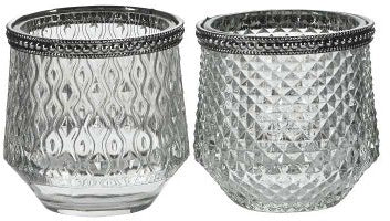 Glass Patterned Candle Holder