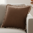 Brown Ruffle Matte Velvet Cushion Cover