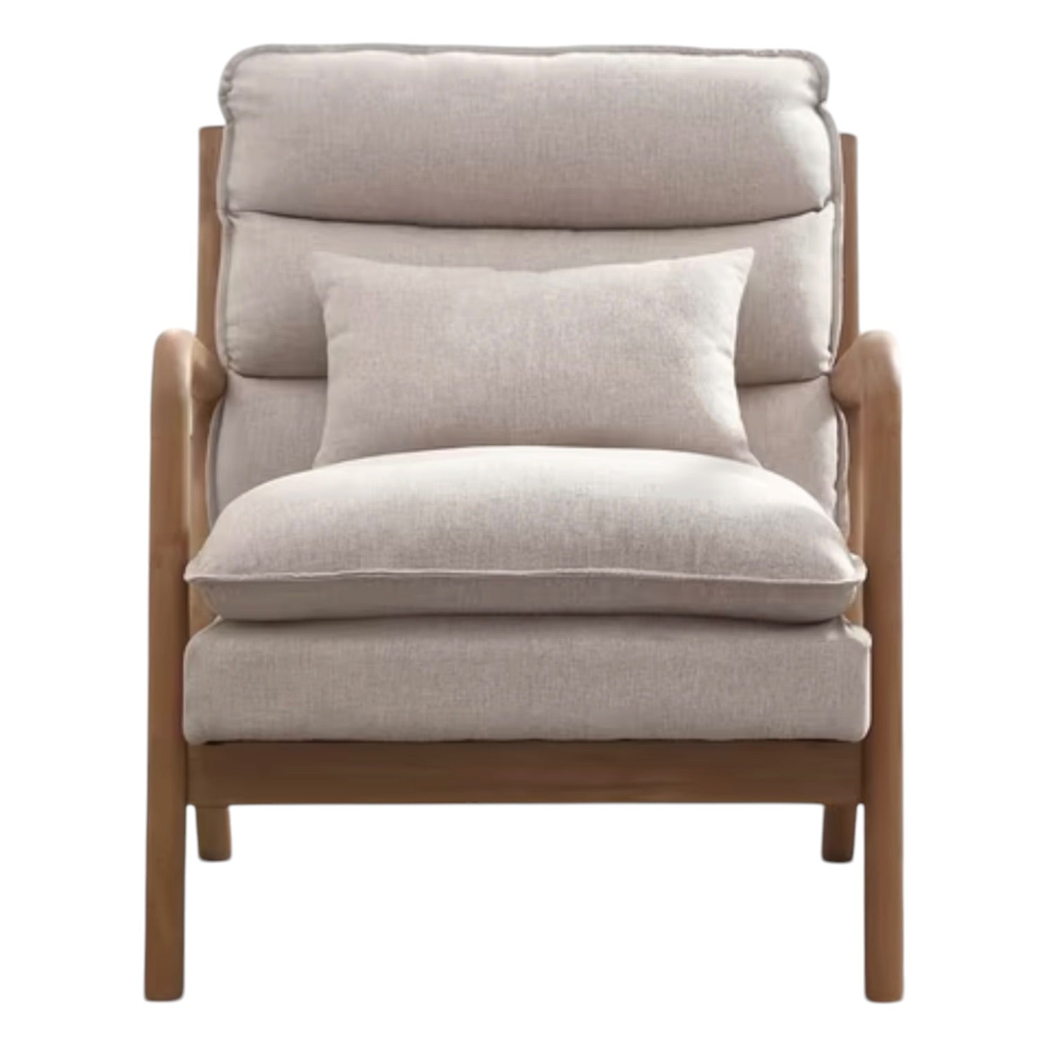 Cream Retro Wooden Framed Arm Chair