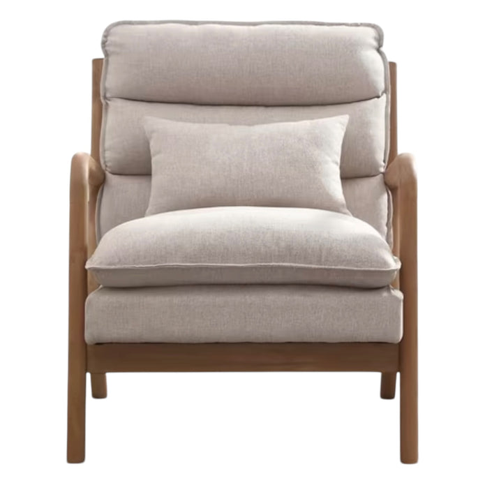 Cream Retro Wooden Framed Arm Chair