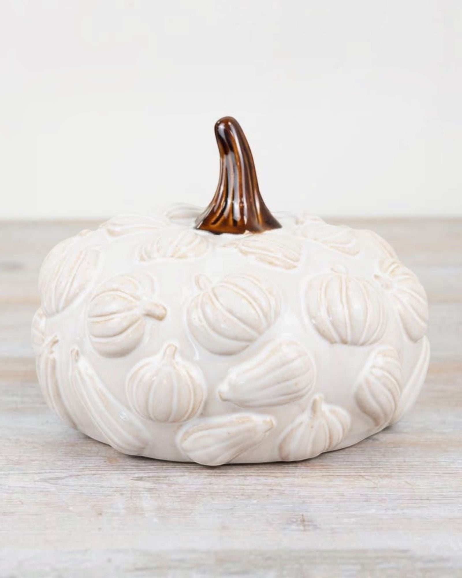 Large Neutral Ceramic Pumpkin Decor