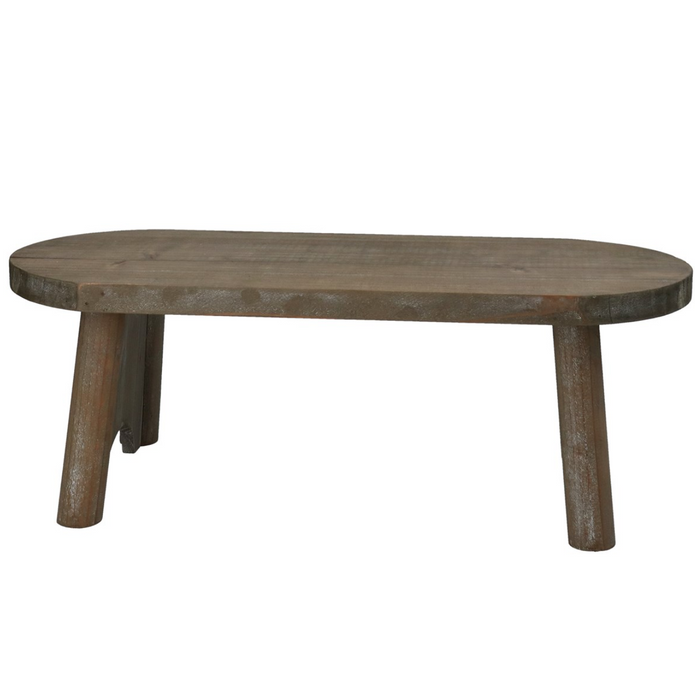 Natural wood oval bench from Gisela Graham, a stylish home decor piece with smooth wooden finish and elegant oval shape.