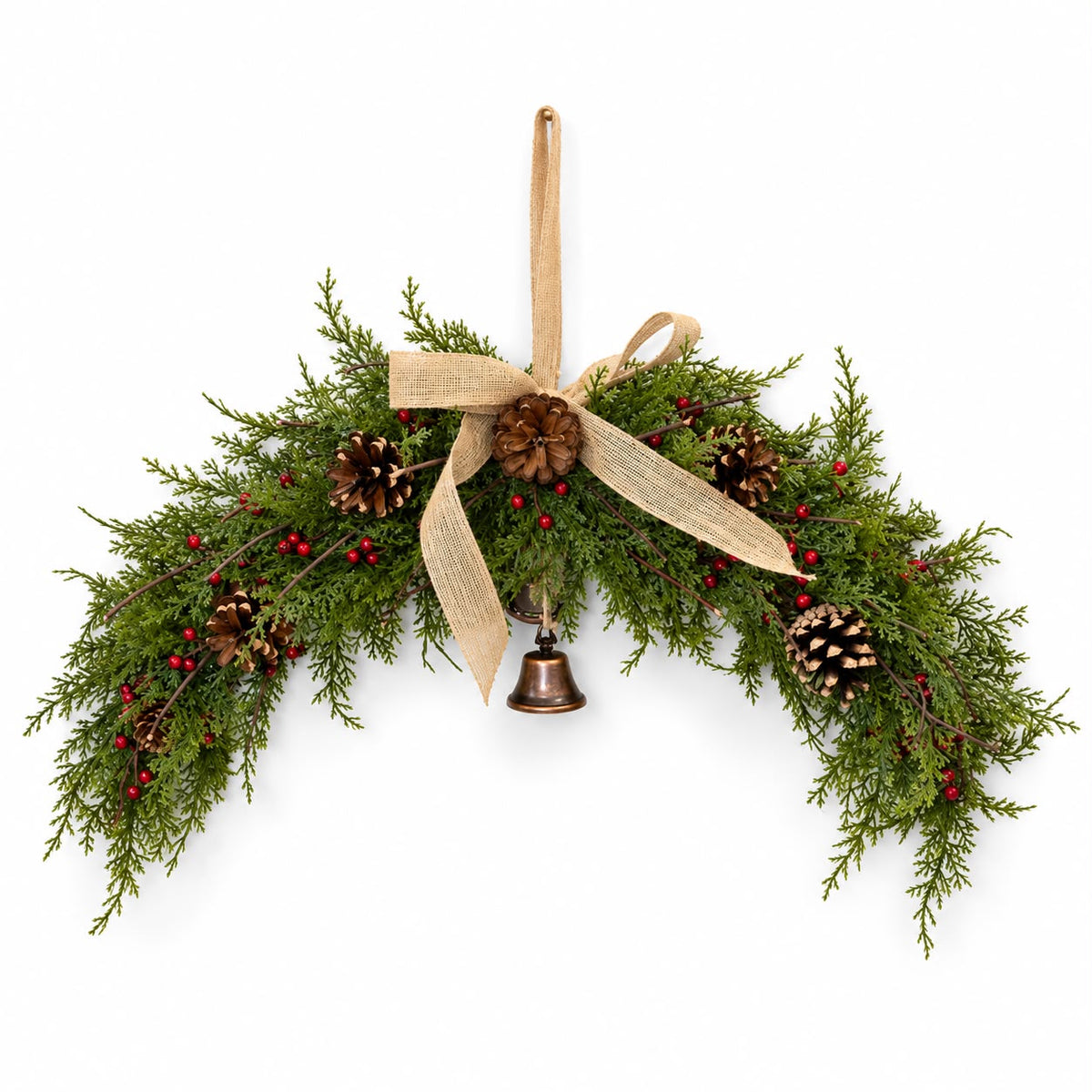 Arched Curved Swag Wreath With Berries
