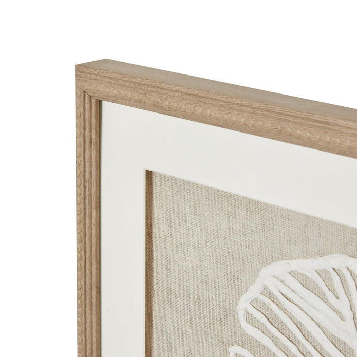 Large white feather wall art in a frame, featuring a delicate plume design from Hill Interiors.